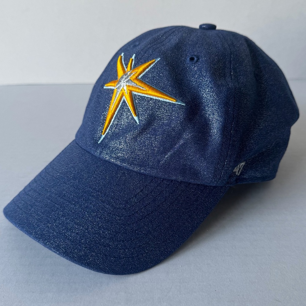 47 Brand Tampa Bay Rays Womens Navy Blue Shimmer Sparkle Baseball Hat MLB Cap